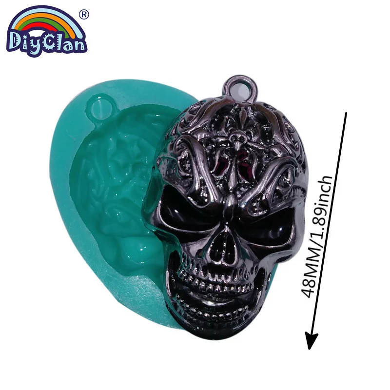 

Формочка для силиконовой Подвески с крестом в виде головы черепа для хип-хоп панк, ожерелье из смолы для Хэллоуина, шоколада, помадки, украшения торта, инструменты Matic