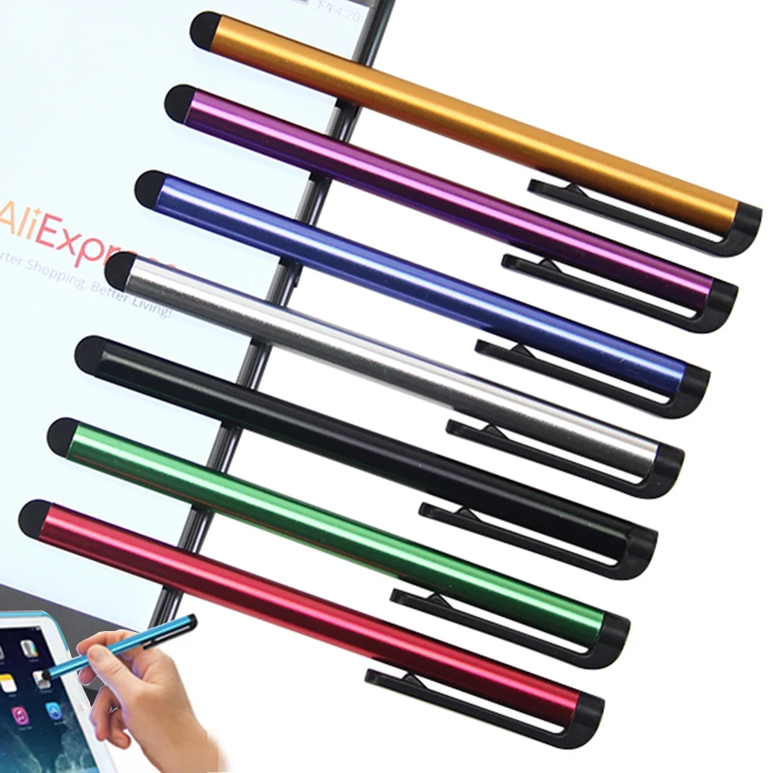100 шт/лот емкостный стилус с сенсорным экраном для samsung Galaxy Ipad Air Mini iPhone Android Phone Tablet металлический карандаш-стилус