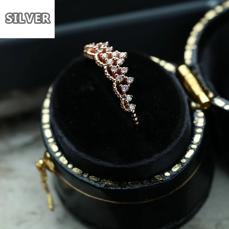 Кольцо из серебра 925 пробы с розовым золотом кольцо короной ювелирные изделия