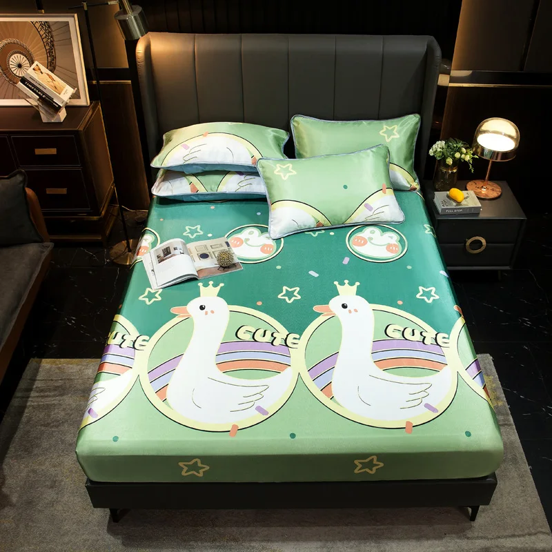 

Cool Summer Fitted Sheet and Pillowcase Set Comforter Bedding Sets Single Adult Sheets With Elastic Bands Bed Cover Set Home