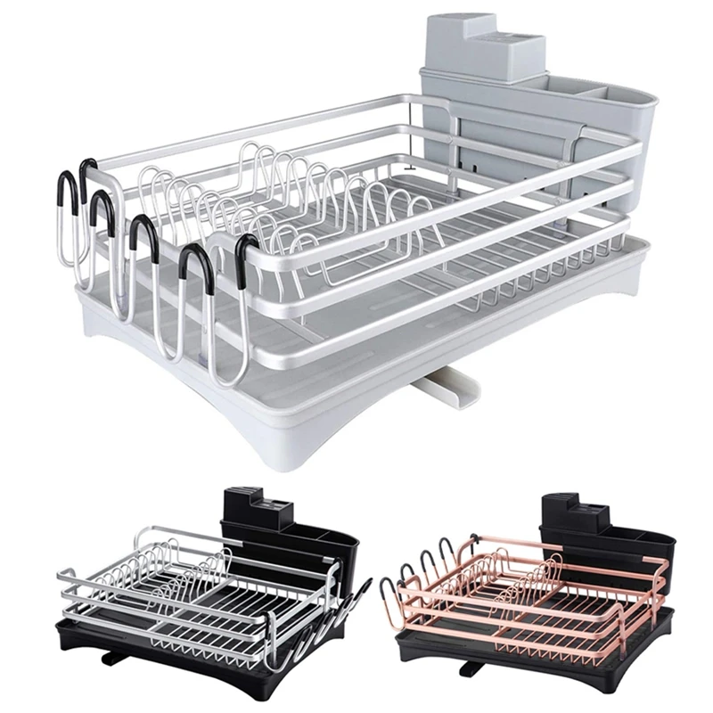

Retail Dish Drying Rack, Compact Rustproof Dish Rack and Drainboard Set, Dish Drainer with Adjustable Swivel Spout