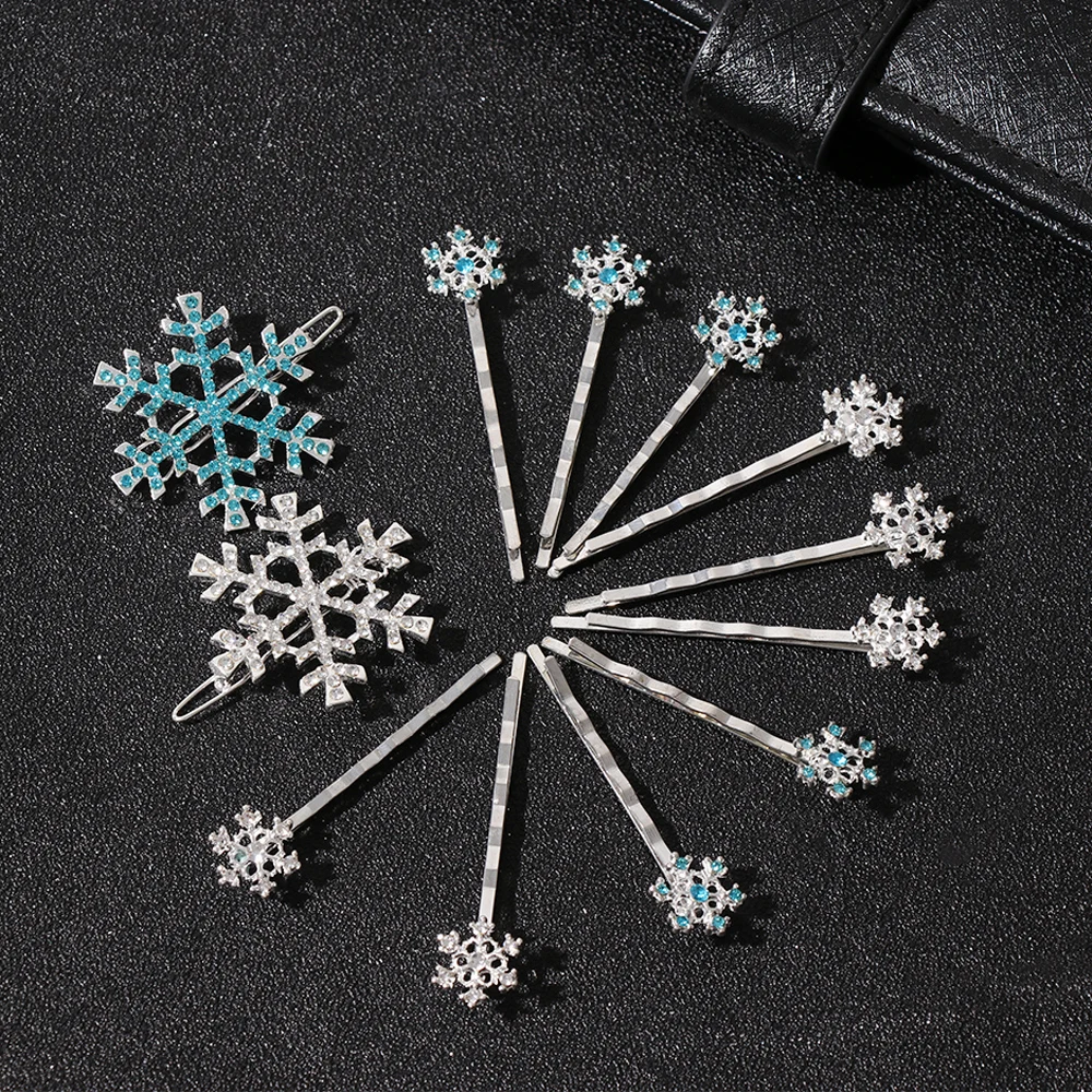 6 шт./партия женские блестящие рождественские заколки для волос Кристальные