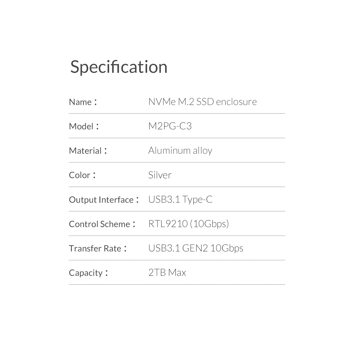 ORICO NVME M.2 корпус M.2 для usb type C 3,1 SSD адаптер M2 SSD Чехол Поддержка UASP 10 Гбит/с для NVME PCIE SSD диск коробка