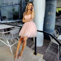 new pink sweetheart cocktail party dresses elegance beading applique short women homecoming prom gowns vestidos de fiesta