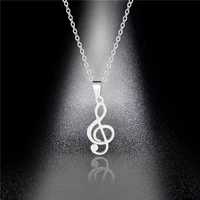 rinhoo hollow musical note pendant necklace stainless steel women men cool punk hip hop necklaces party jewelry gift