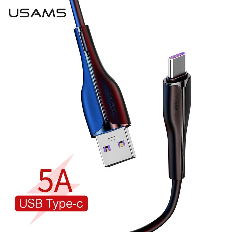 USAMS 5A usb type C кабель для samsung huawei P30 Pro USB мобильный телефон Быстрая зарядка зарядный