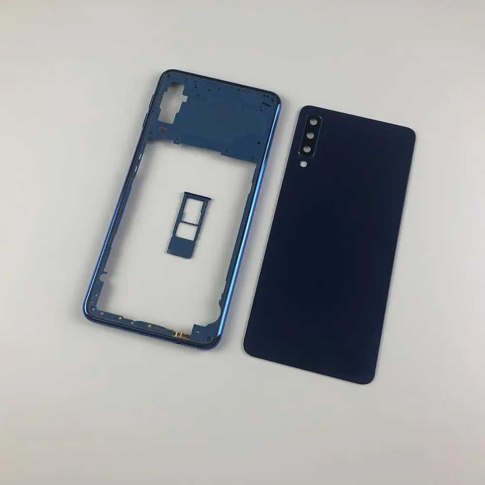 Для samsung Galaxy A7 SM-A750F A750F A750 корпус средняя рамка Крышка+ задняя крышка батареи стеклянная крышка+ держатель лотка для sim-карты
