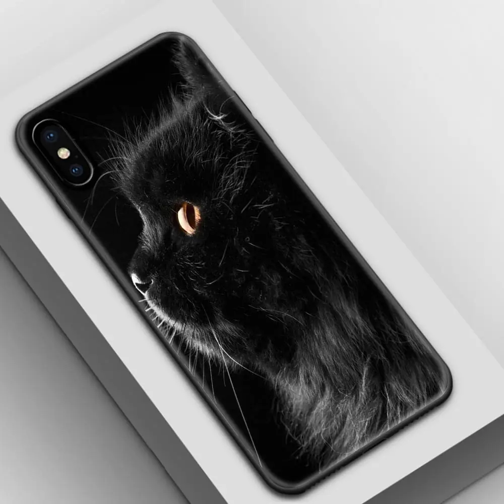 

Black Cat Phone Case for iPhone 7 8 11 12 Pro MAX 11 Pro 12 Mini XS MAX XR SE 2020 6 6S Plus Soft Fundas Fall Shell Cover