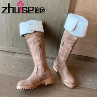 womens over the knee boots for autumn and winter 2021 new lamb hair boots net red thin tall and velvet snow boots