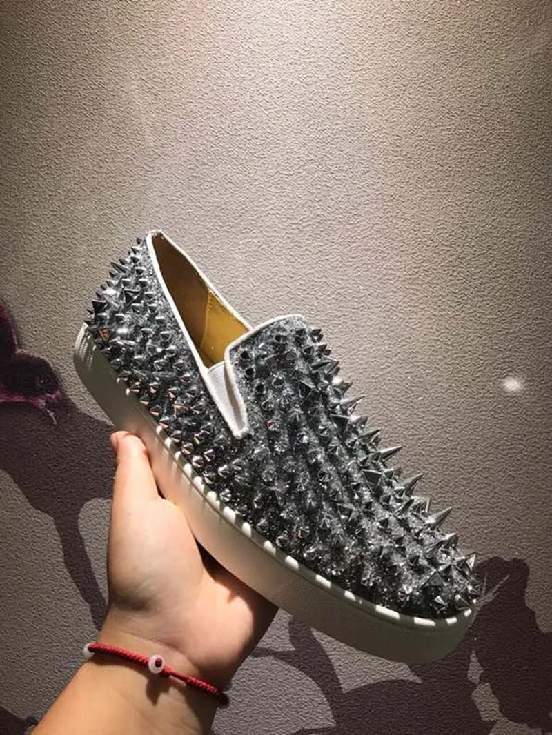 Лоферы мужские с шипами городские туфли-лодочки итальянские красные для ночного