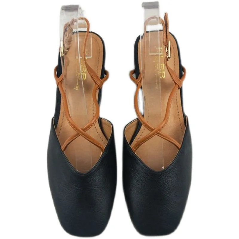 

Shallow Mouth Med 2021 Sandals Female Shoe Clear Heels Medium New Girls Outside Comfort Closed Spring Summer Beige Fashion