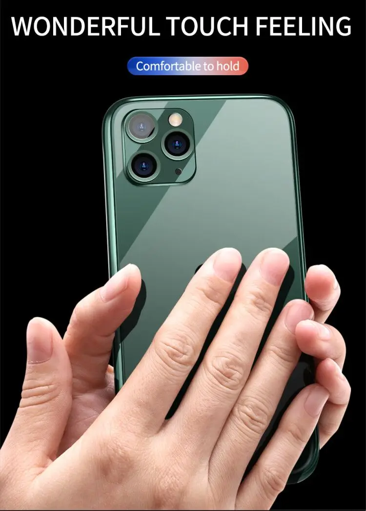 IHaitun роскошный стеклянный чехол для iPhone 11 Pro Max, ультра тонкая прозрачная стеклянная крышка для iPhone XS MAX XR X 10 7 8 с мягким краем 11 Pro Max 7 8 Plus