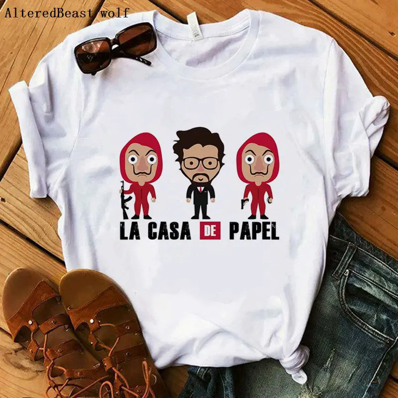 as picture Деньги Heist футболка дом Бумага La Casa De Papel футболка Для женщин летние Повседневное vogue футболка Топы с короткими рукавами; футболка - Цвет: as picture