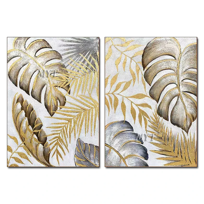 

2 панели ручной работы, холст, Золотая фольга, искусство, масляная живопись, 100% ручная роспись, перо, Масляные картины, украшение для дома, нас...