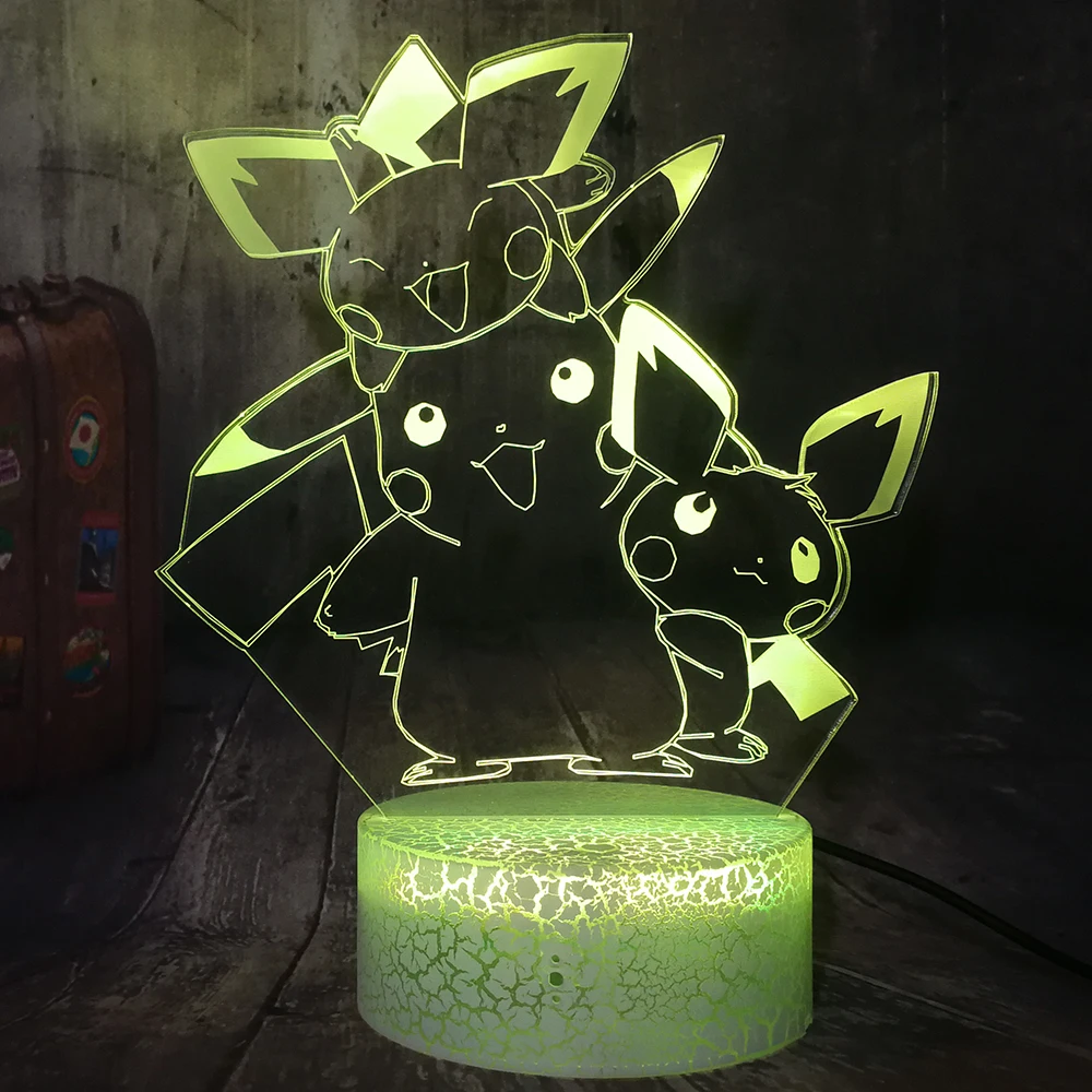 Pikachu Pokemon Go экшн фигурка 3D светодиодный хрустальный белый базовый детский