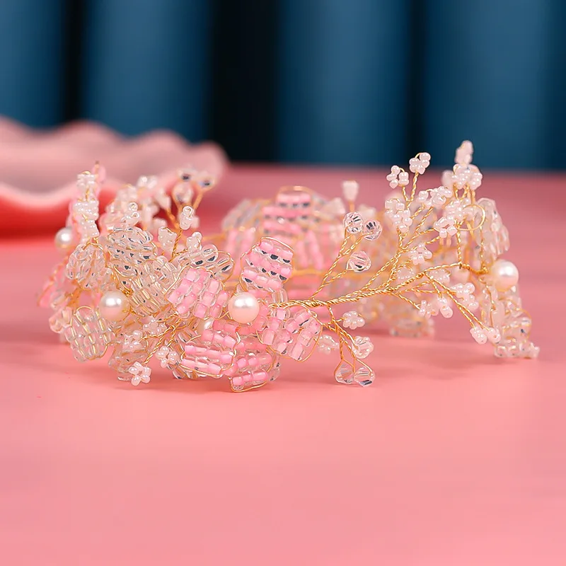 

Wedding Headband Decor with Pearl and Beads Handmade Fashion Elegant Beautiful Accessory for Bride and Bridesmaids BH