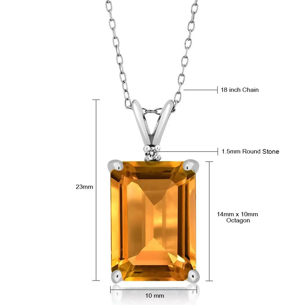 GemStoneKing 8 22 Ct Изумруд натуральный желтый цитрин белый бриллиант серебро 925 пробы