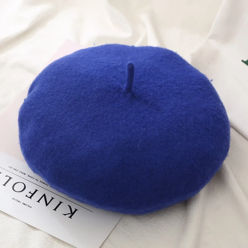Royal blue Новинка, женская зимняя шапка, берет, женская шапка из смеси шерсти и хлопка, 23 Цвета, новая женская шапка, шапка s, черная, белая, серая, розовая, Boinas De Mujer - Цвет: Royal blue
