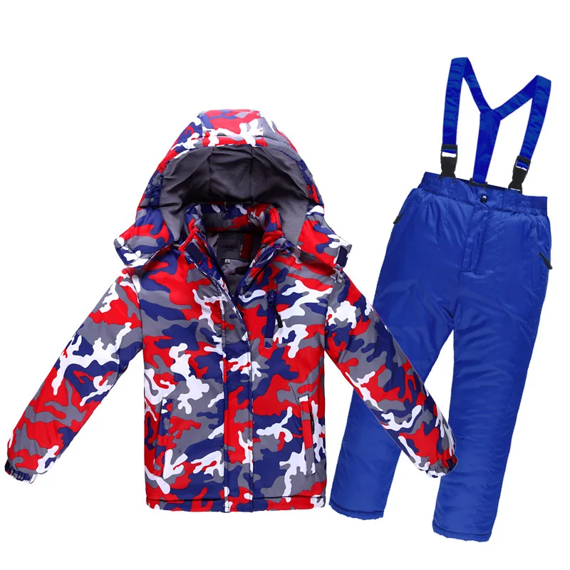 Зимняя водонепроницаемая Лыжная куртка и штаны для мальчиков и девочек, комплект для сноуборда, детская теплая ветрозащитная одежда, зимни...