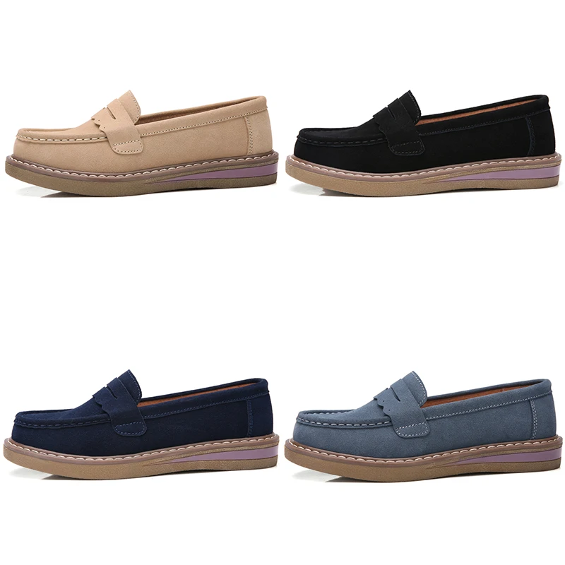 

2019 Spring Women Loafers Flats Shoes Slip on Leather Suede Chaussure Femme Ballerina Creeper Moccasins Flats Sneakers
