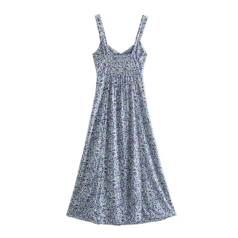 Женское платье на бретельках, с цветочным принтом, без рукавов, с разрезом, вечерние открытой спиной, летнее