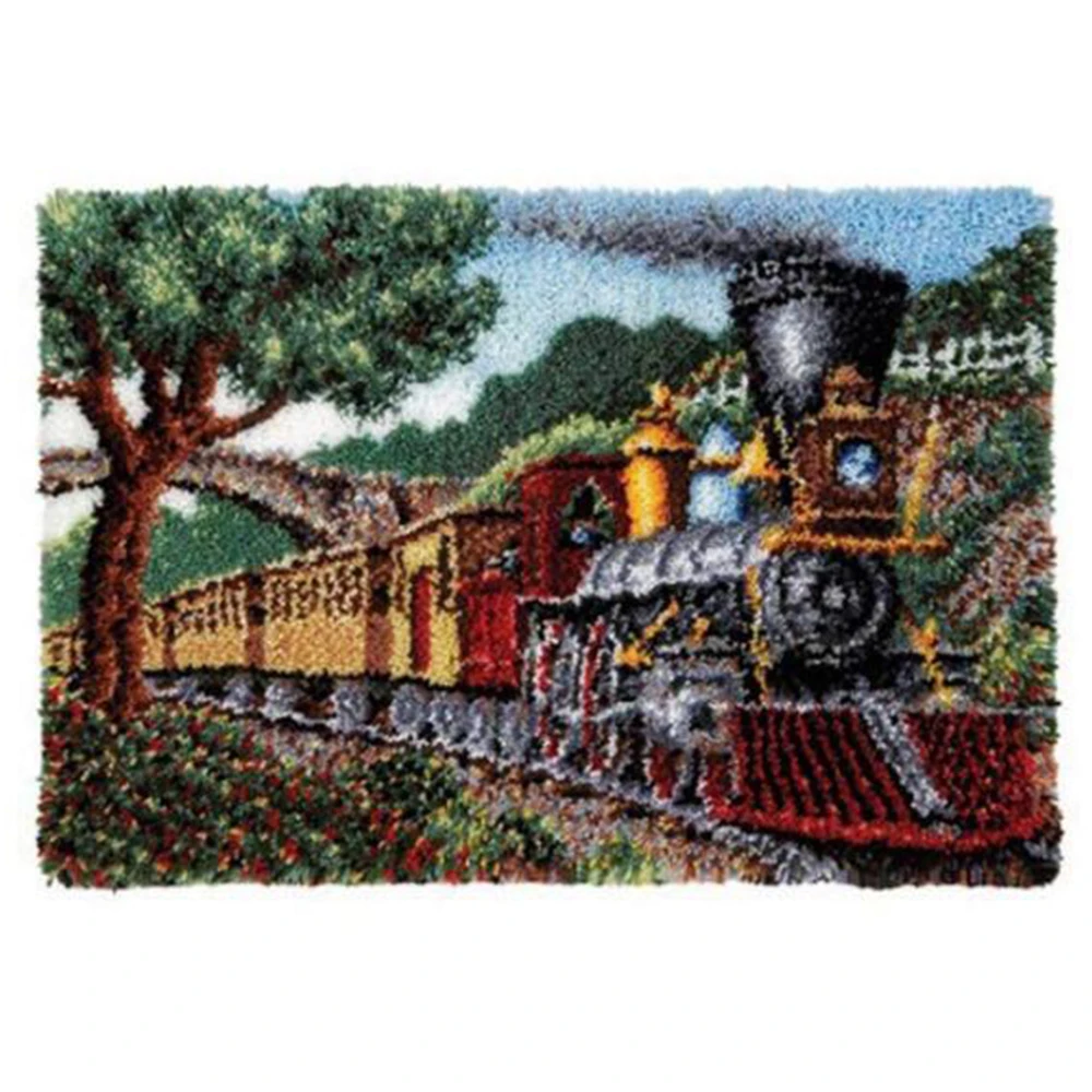 

Latch hook rugs set with Pre-Printed Pattern Cross stitch kits Foamiran for needlework Carpet embroidery set Train Tapestry