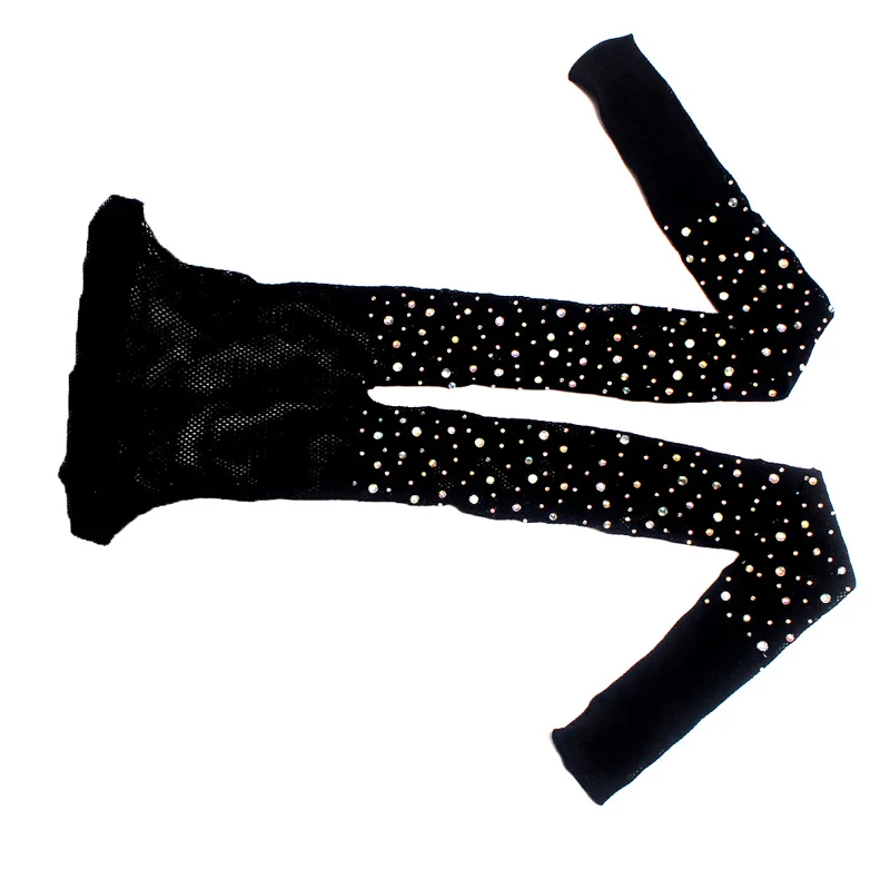 Sexy Women Mesh Pantyhose Ladies Rhinestone Glitter Tights Diamonds Crystal Tights  High Quality Thin Kingsize Fishnet Stockings