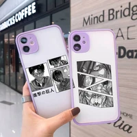attack on titan anime phone case for iphone 12 11 mini pro xr xs max 7 8 plus x matte transparent purple back cover