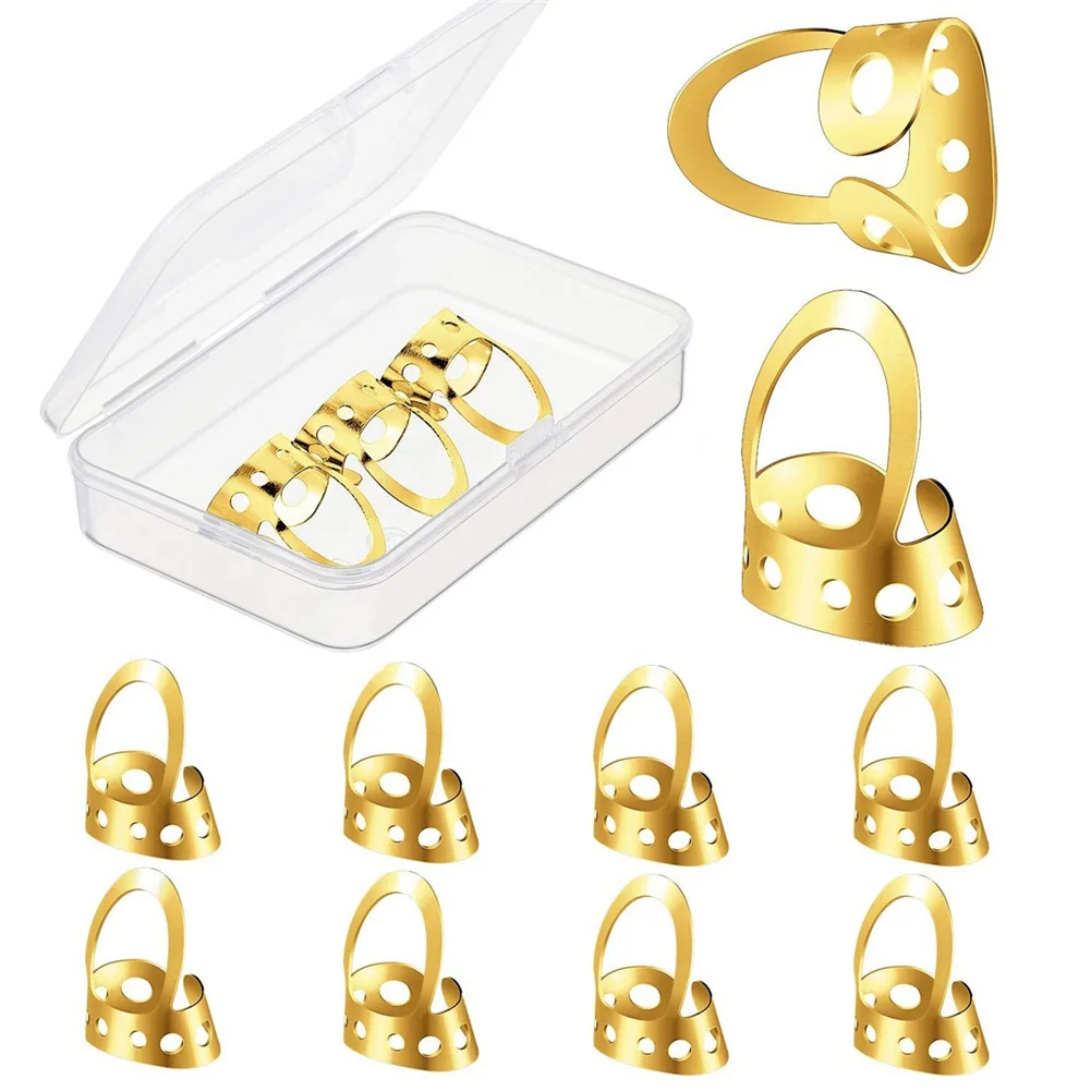 

8 Finger Pick Pieces Adjustable Metal Finger Picks Fingerstyle Pick With Plastic Pick Box For Banjo Guitar Bass Plectrum