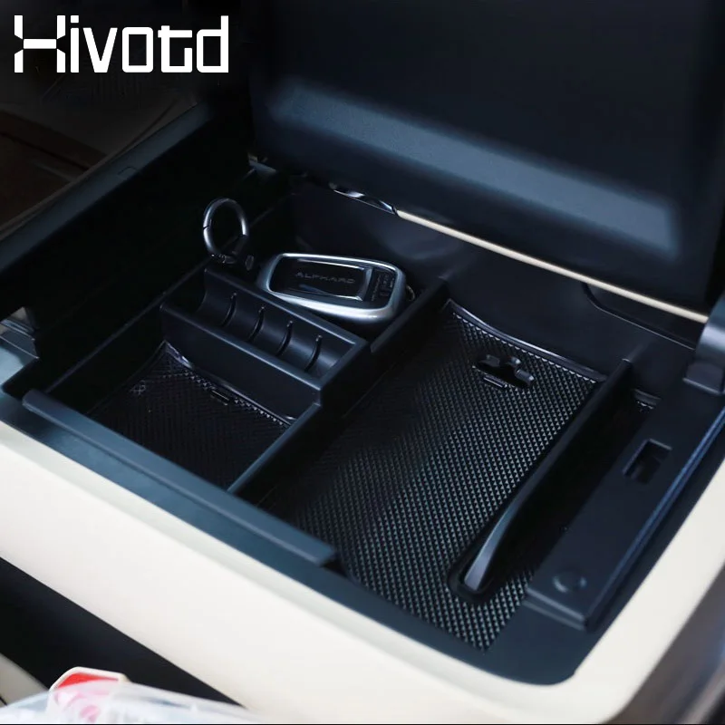 Hivotd For Toyota ALPHARD VELLFIRE Accessories Car Center Console Armrest Storage Box ABS Organizer Bin Tray Interior 2015-2020 |