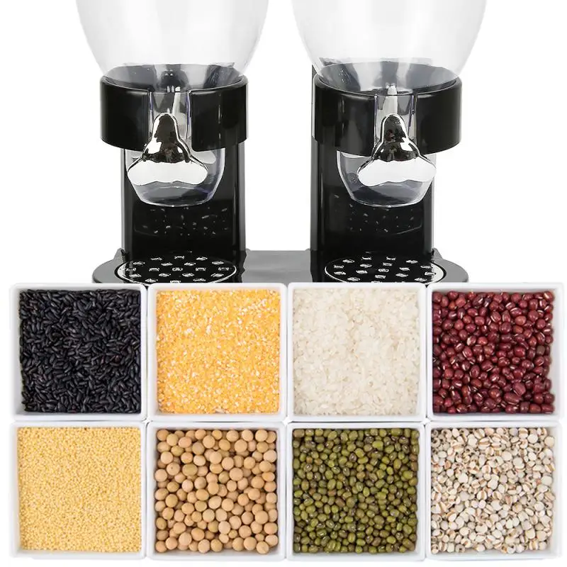 

A Set Of 2 Grain Dispensers Cereal Dry Food Dispenser Kitchen Storage Containers Multigrains Storage Cans For Nuts Candy HWC