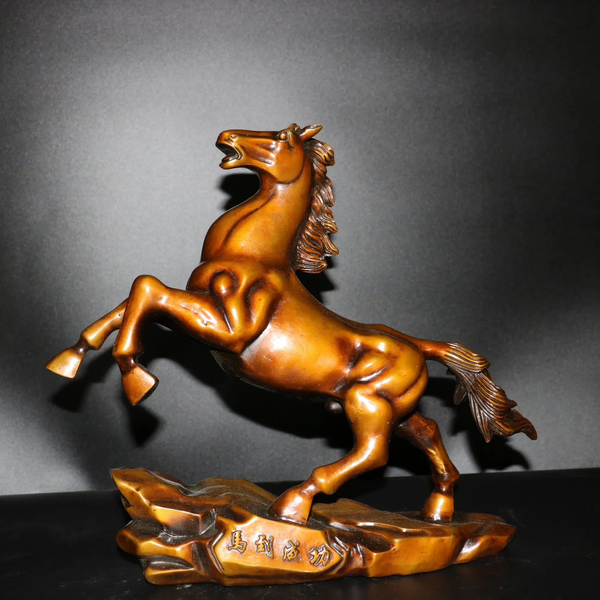 

Рождественские украшения для дома, подарки, китайский античный Коллекция старый Медь Big Horse Скульптура, Длина 39 см высота 33 см