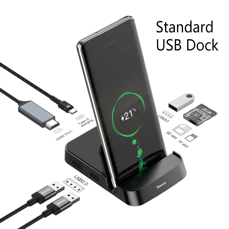 Baseus USB C Dex Station к 3 0 HDMI HUB для Huawei P20 P30 Pro Samsung S10 док-станция 8 портов Type-C | Мобильные
