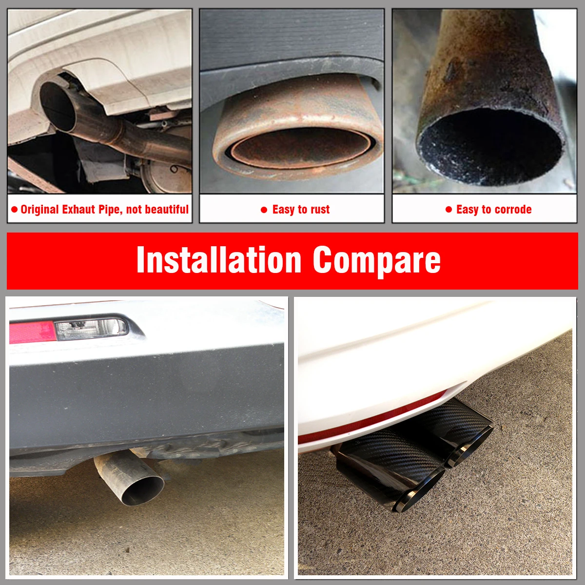 Двойной углеродное волокно + 304 Нержавеющая сталь Универсальный наконечник