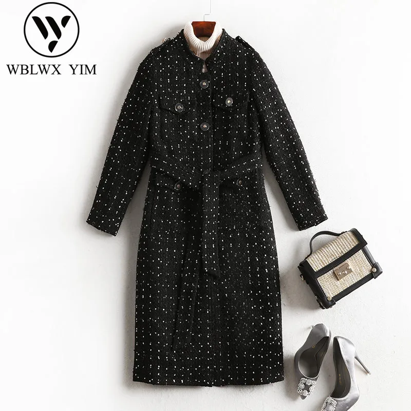 2019 двух до восьми лет зимние Клетчатые Шерстяные Пальто Дамская Мода ретро