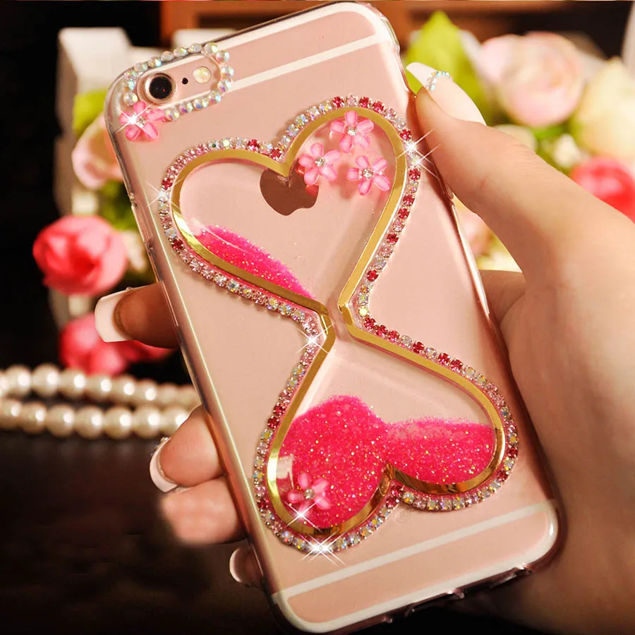 Чехол с изображением сердца + блестящий чехол алмазным сыпучим песком для XiaoMi 8 lite