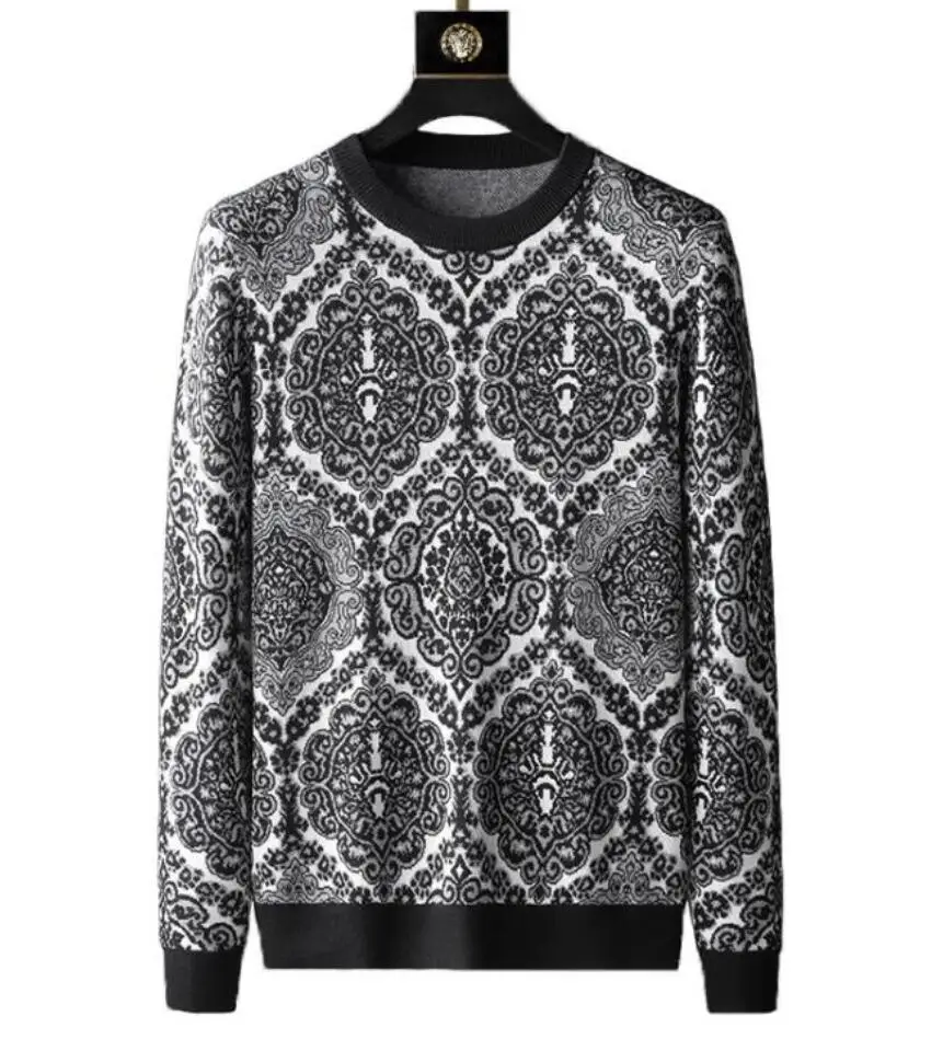 

Новый дворцовый дизайн Мужская шерстяная isweater Осенняя Молодежная модная трендовая индивидуальная двухсторонняя жаккардовая вязаная нижн...