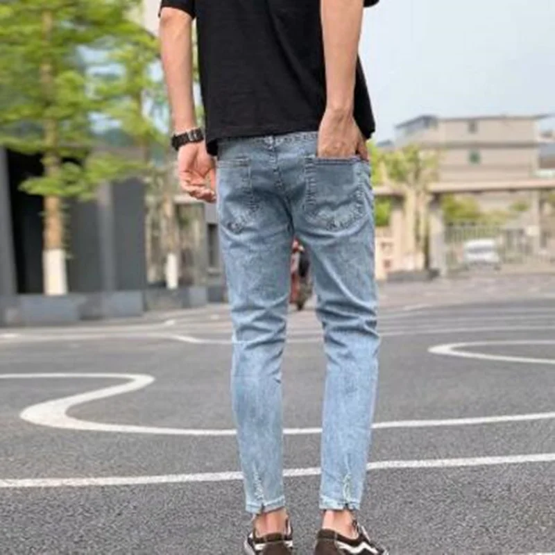 Новинка 2019 летние джинсы с дырками уличная индивидуальность тренд тонкие модные