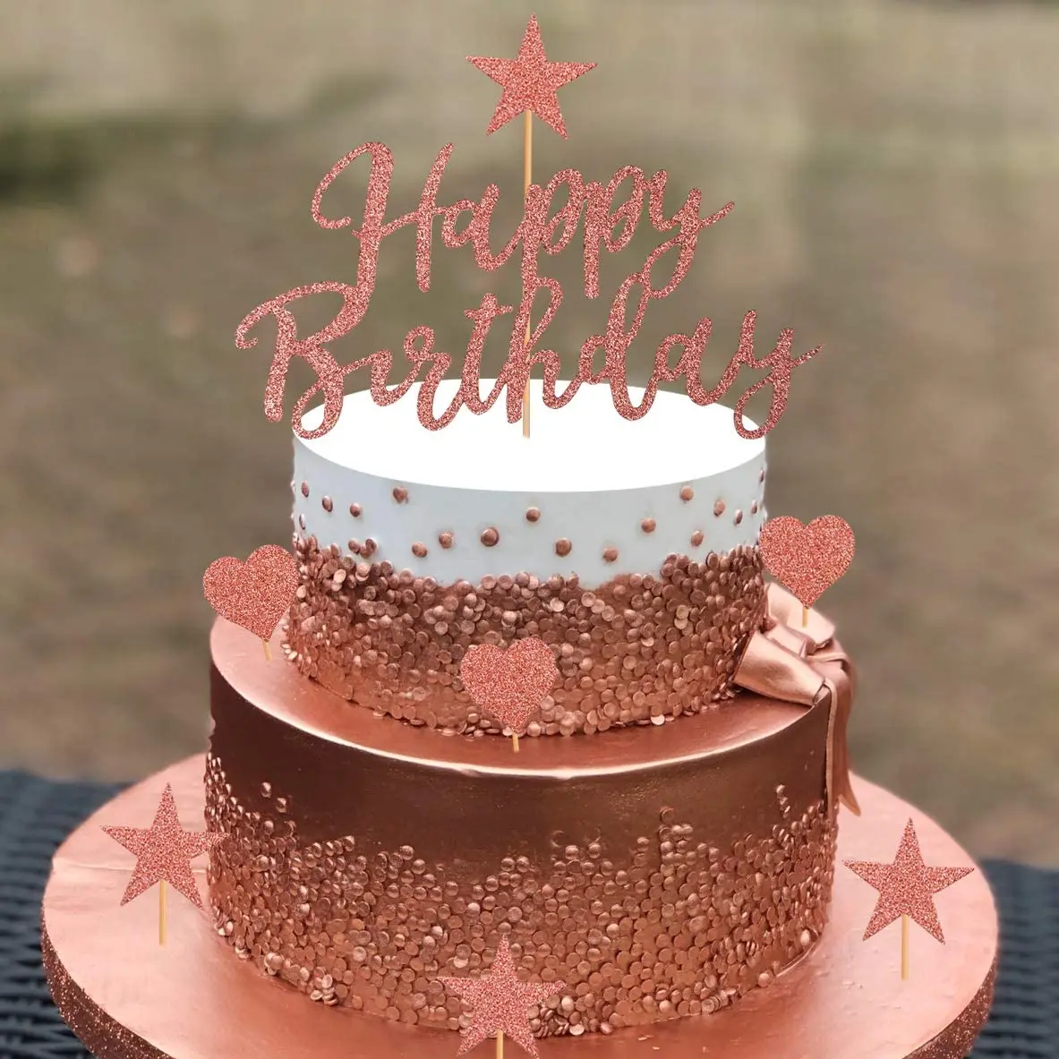 

15pcs Happy Birthday Cake Topper Rose Gold Cake Toppers For Kids Girls Birthday Party Cake Decorations