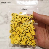 100pcs 10mm mixed color smiley face round shape clay beads with holes for diy handmade gift jewelry accessories