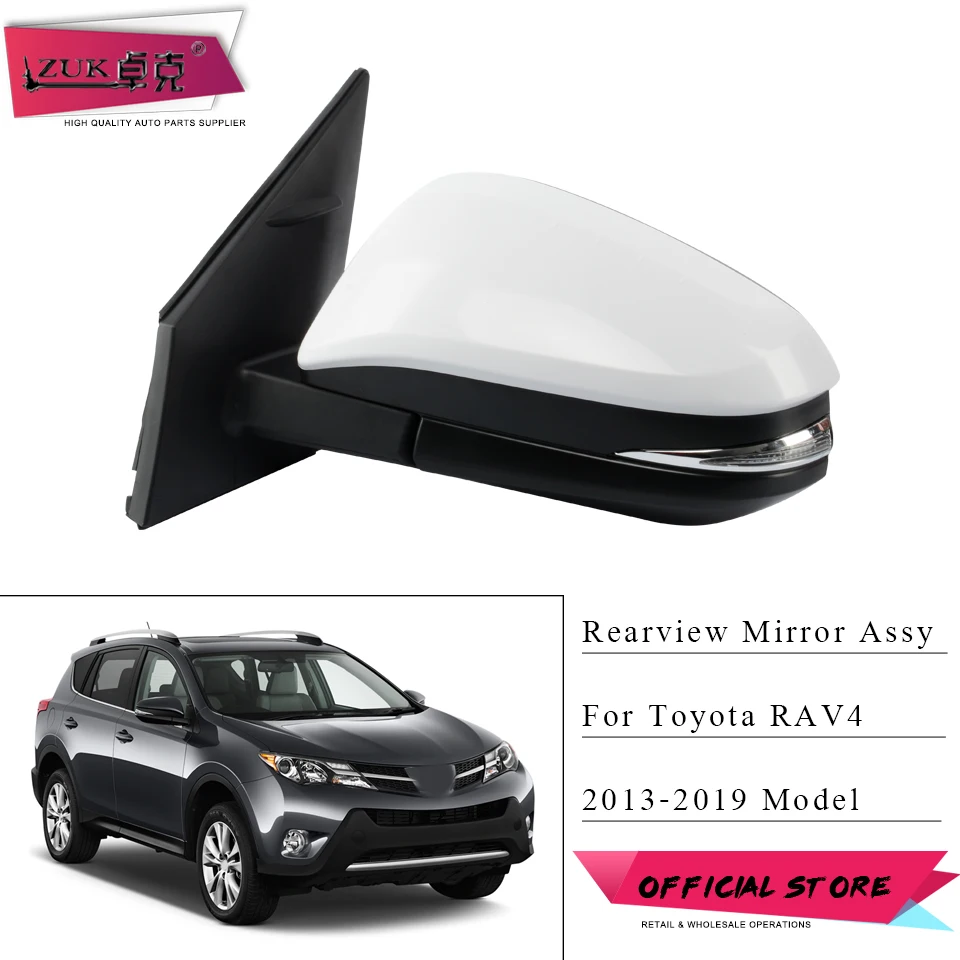 ZUK For Toyota RAV4 2013-2019 Exterior Rearview Side Mirror Assy 5-PINS With LED Light 9-PINS With Heating Electric Folding