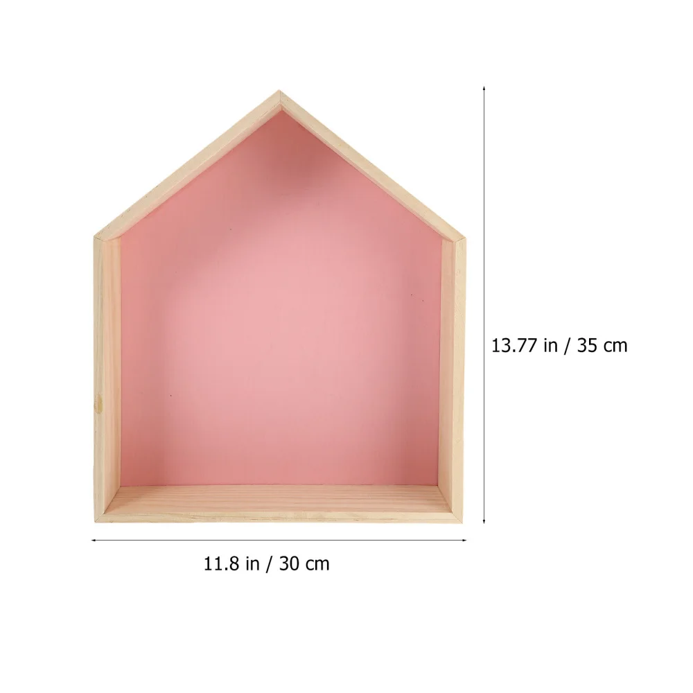 

3pcs Wall Mount Household Storage Rack House Shape Wooden Display Shelf