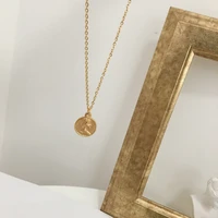 davini trendy coin pendant necklaces titanium steel golden link chain necklaces queen head choker necklaces for women girl mg482