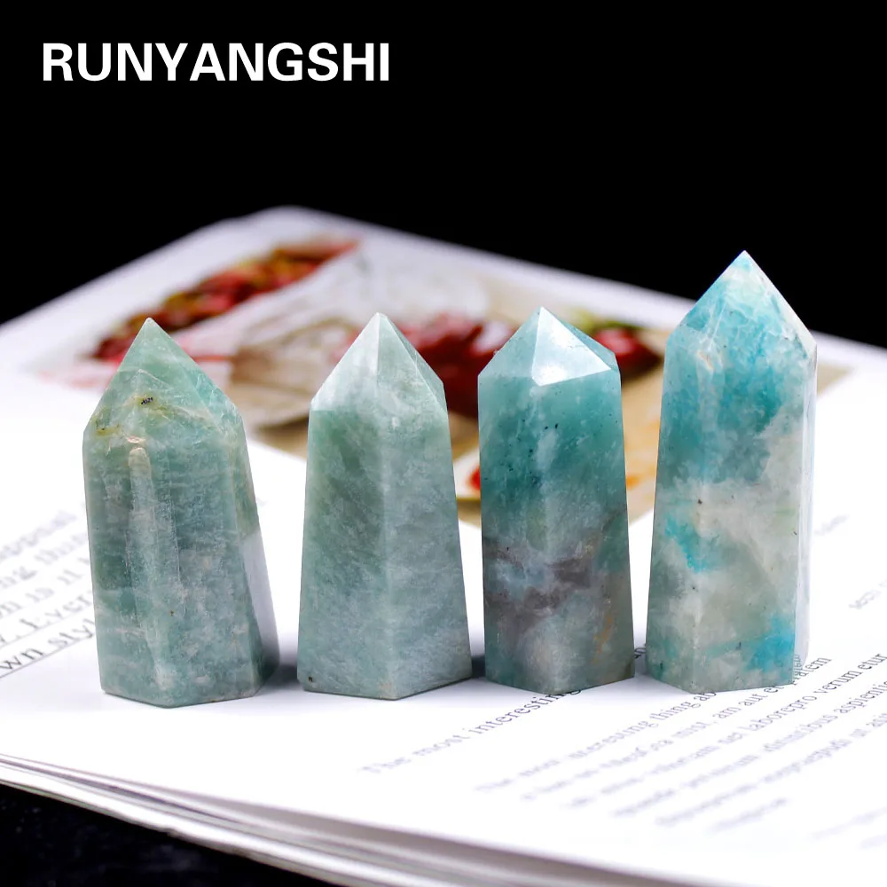 5 6 см натуральный кристалл точка Амазонит reseda кварц палочка зеленый орнамент для
