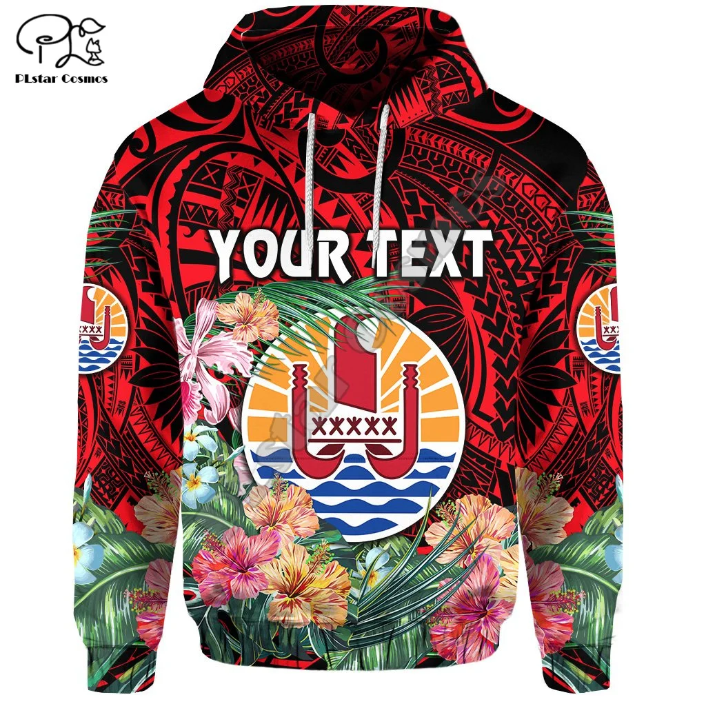 

NewFashion French Polynesia Tahiti Country Tribal Culture Retro Tattoo Custom Text Tracksuit Men/Women 3DPrint Funny Hoodies N19