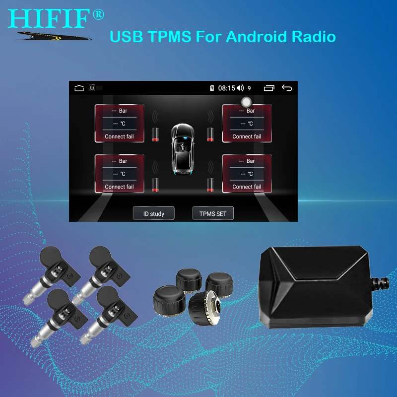 Система контроля давления в шинах TPMS монитор с подключением к USB на Android/система