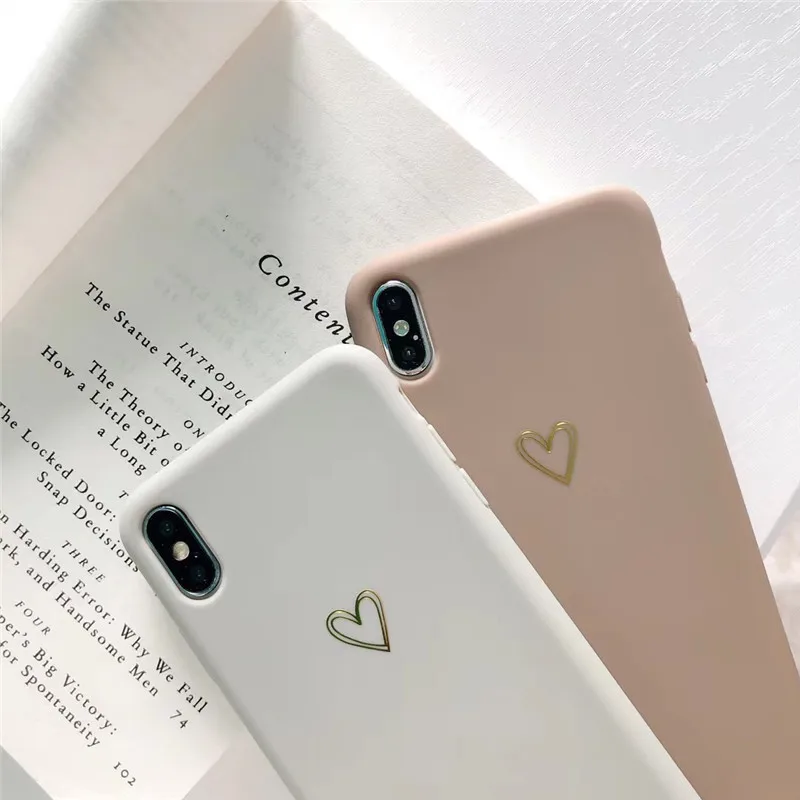 Чехол для телефона с покрытием сердечками iPhone 12 Mini 11 Pro Max XR XS 6 7 8 Plus X карамельных