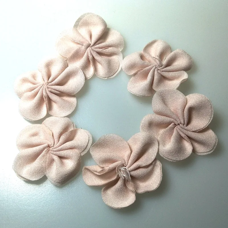 HL 20 шт 40 мм легкий розовый шифоновый цветок двойной ручной работы украшения