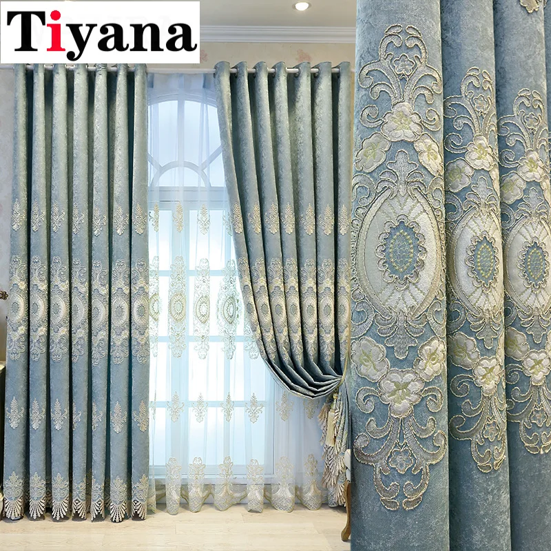 

Роскошные жаккардовые занавески в европейском стиле для гостиной, спальни, свадьбы, окна, светонепроницаемые декоративные занавески с выши...