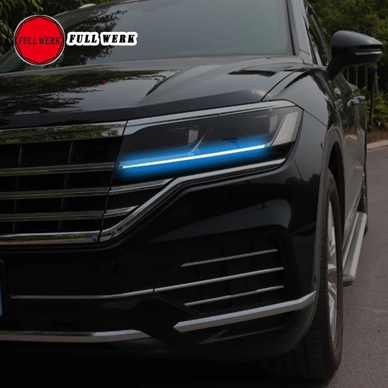 1 пара ТПУ Автомобильная Повседневная световая пленка для фары клейкая пленка для изменения цвета крышка полосы для Touareg 19 фара украшение пленка аксессуары